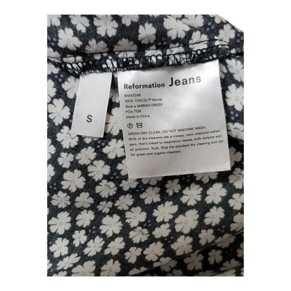 Reformation Jeans Black & White Daisy Floral Print Midi Dress Women's Size Small - Picture 8 of 11